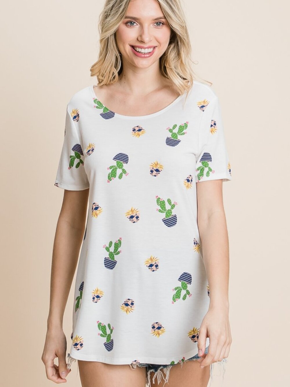 Navy Cactus Top